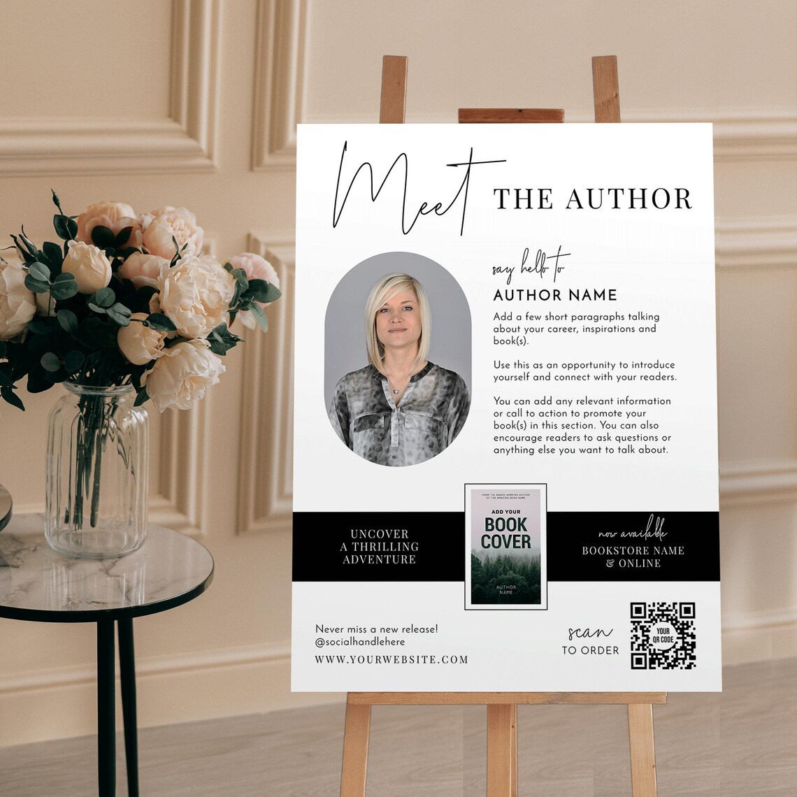 Meet the Author Sign Template, Custom Photos Book Promotion Poster ...