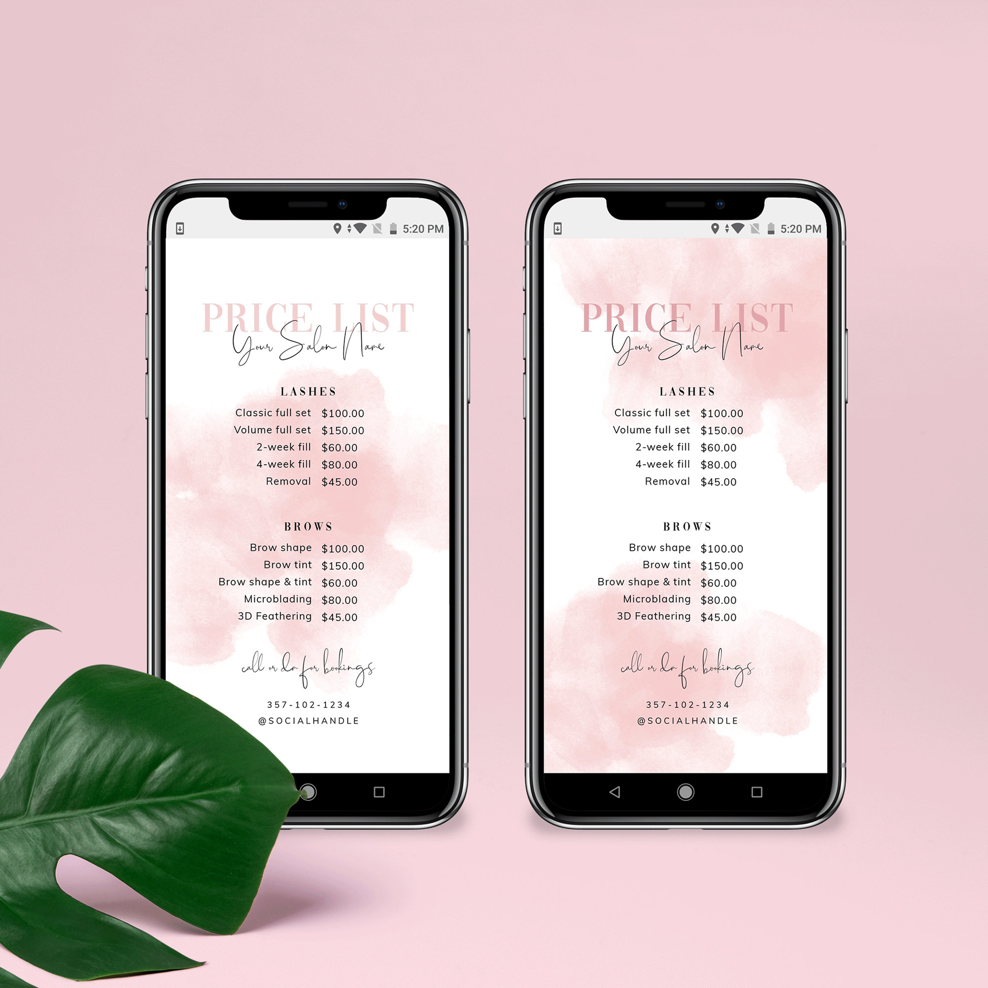 DIY Instagram Price List Template Editable Price List Beauty Etsy Canada