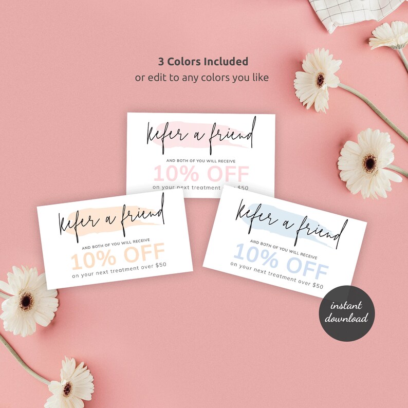 Editable Client Referral Cards Feminine Refer a Friend Etsy UK