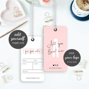 Editable Hang Tag Template, Pink & White DIY Apparel Price Tags, Fashion Boutique Pricing Label, Feminine Clothing Tag Printable, P01 image 10