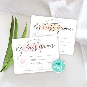 My First Groom Pet Certificate Template, Feminine Pet Spa Award, Printable and Editable Puppy Haircut Certificate Design, Instant PW-001