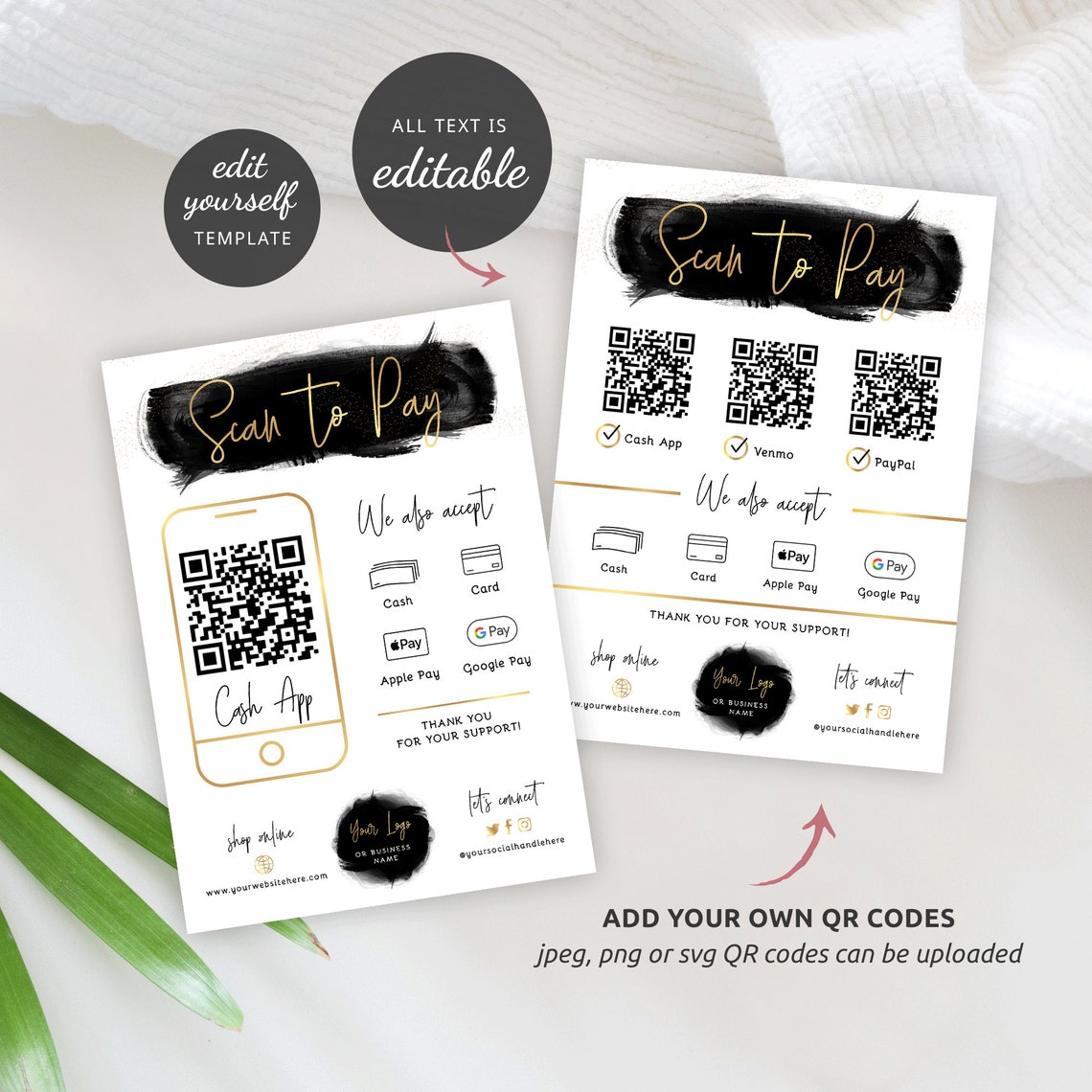 Scan to Pay QR Code Sign Template Printable Scan Here to Pay - Etsy