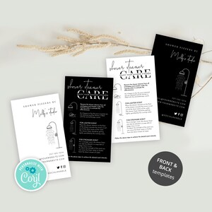 Shower Steamer Customer Guide Template, Editable Shower Mist Care Card, Minimalist Shower Fizzer ...