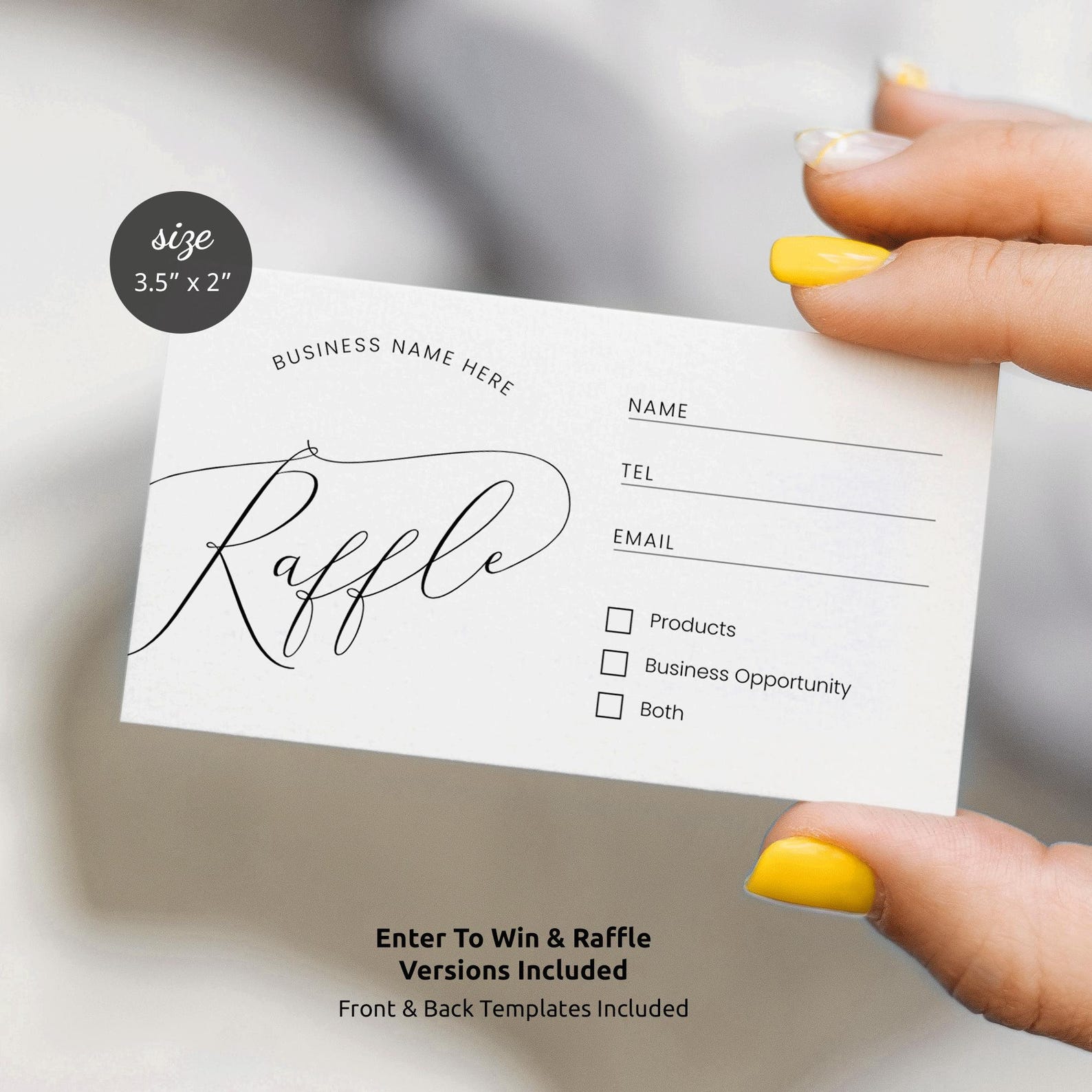 DIY Raffle Ticket Template, Elegant Enter to Win Cards, Digital ...