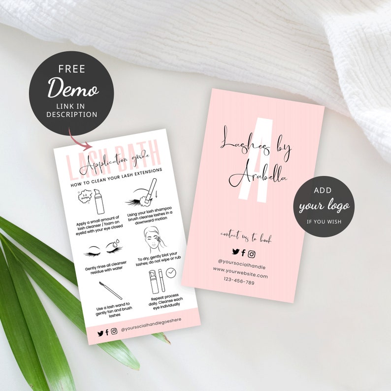 Lash Bath Care Card Template Lash Shampoo Care Instructions Etsy