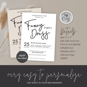 Business Fancy Dress Party Invitation, Company Dress up Event Flyer ...