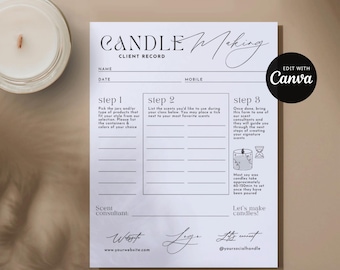 Candle Making Class Client Form Canva Template: Scent Preference Questionnaire Digital Download