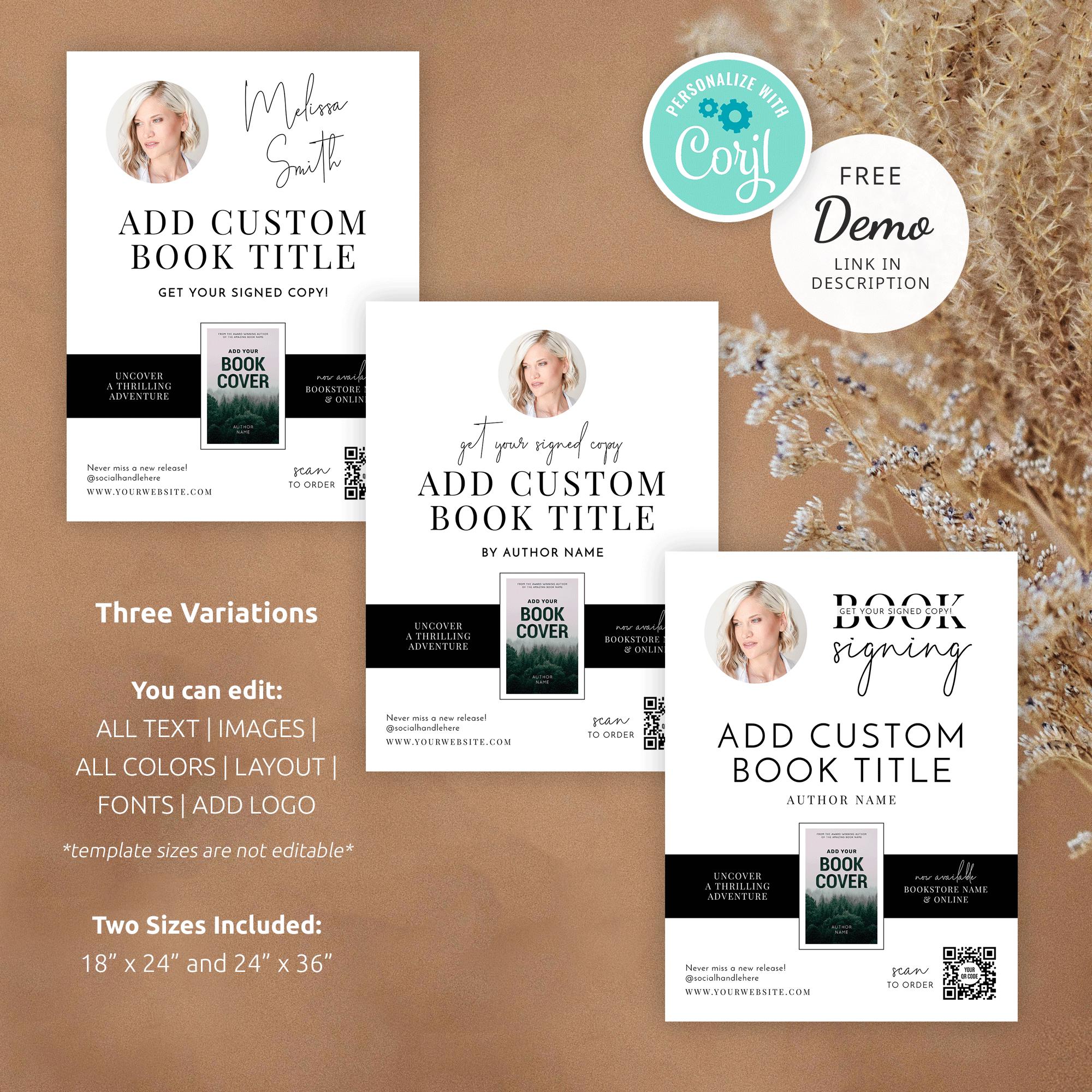 New Book Series Sign Book Signing Sign Template, Custom Book Launch Promo Poster, Minimalist ...