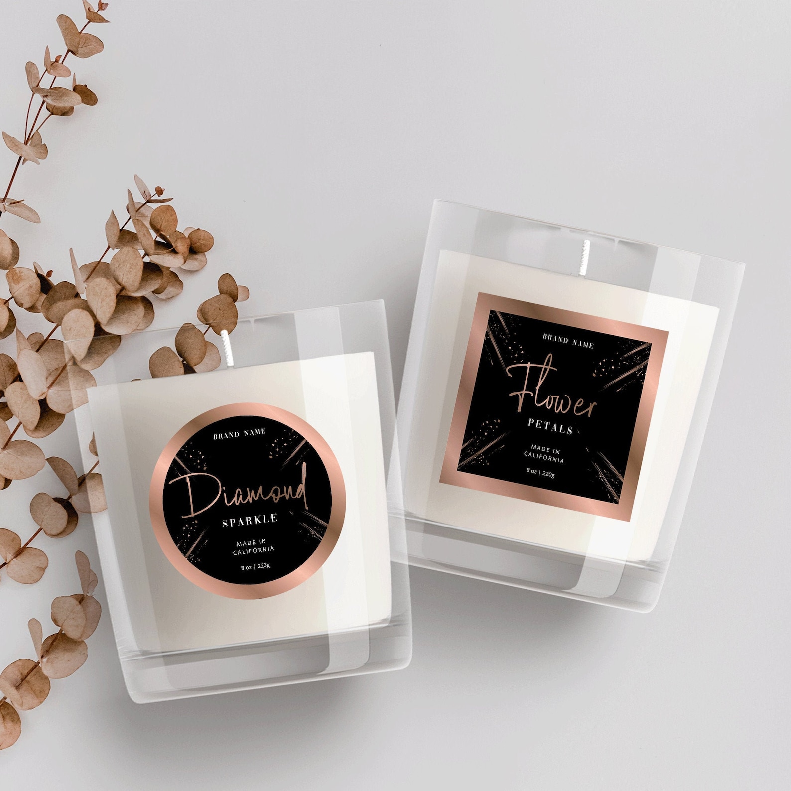 Rose Gold Effect Labels Template Editable Circle and Square | Etsy