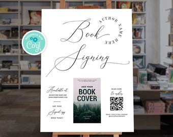 Elegant Book Signing Sign Template: Meet The Author Foam Board 18x24" 24x36" Instant Download