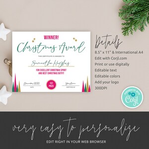 Custom Christmas Award Template Modern Certificate of Achievement Custom Christmas Award Template Modern Certificate of Achievement