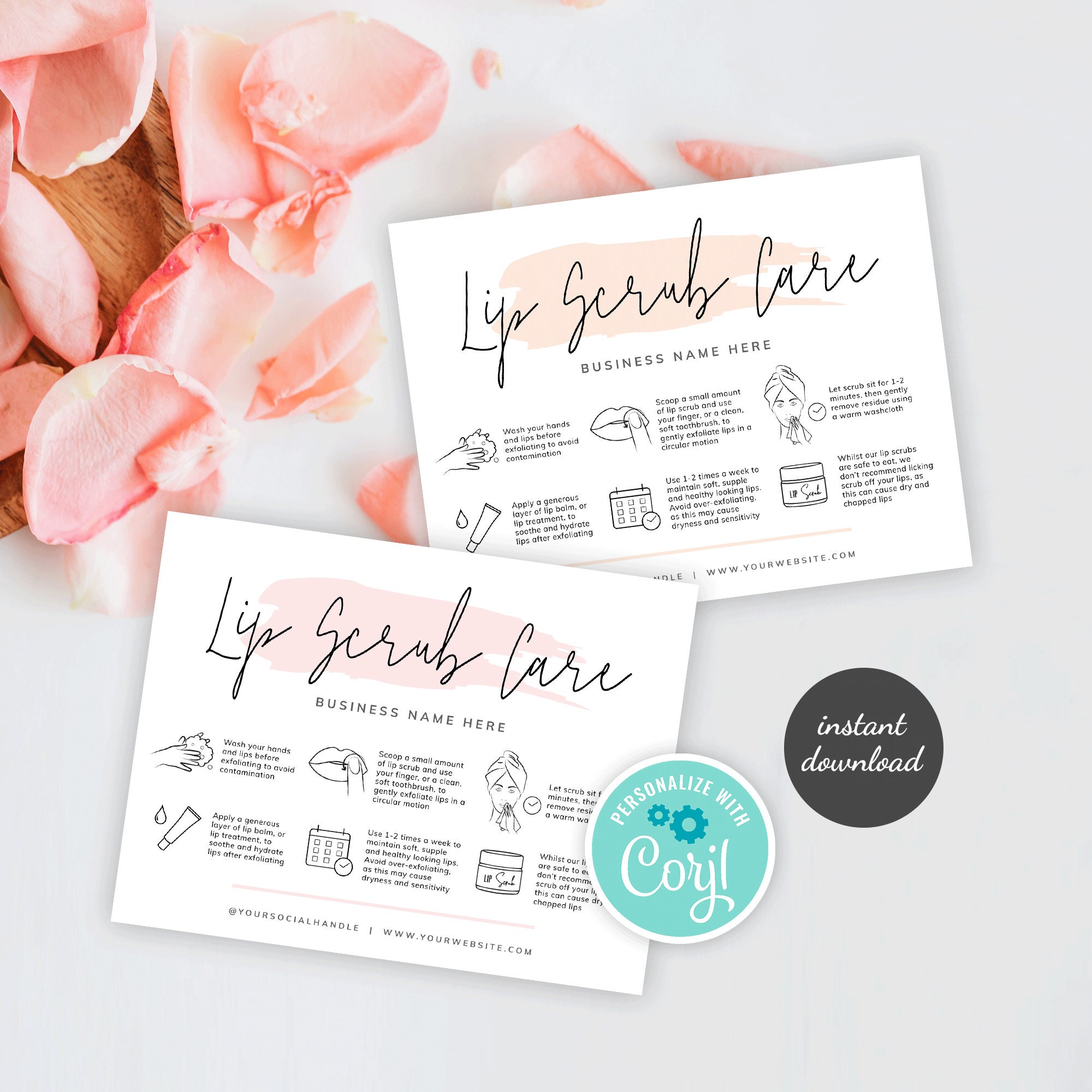 Lip Scrub Care Card Template Editable Lips Sugar Scrub Care | Etsy