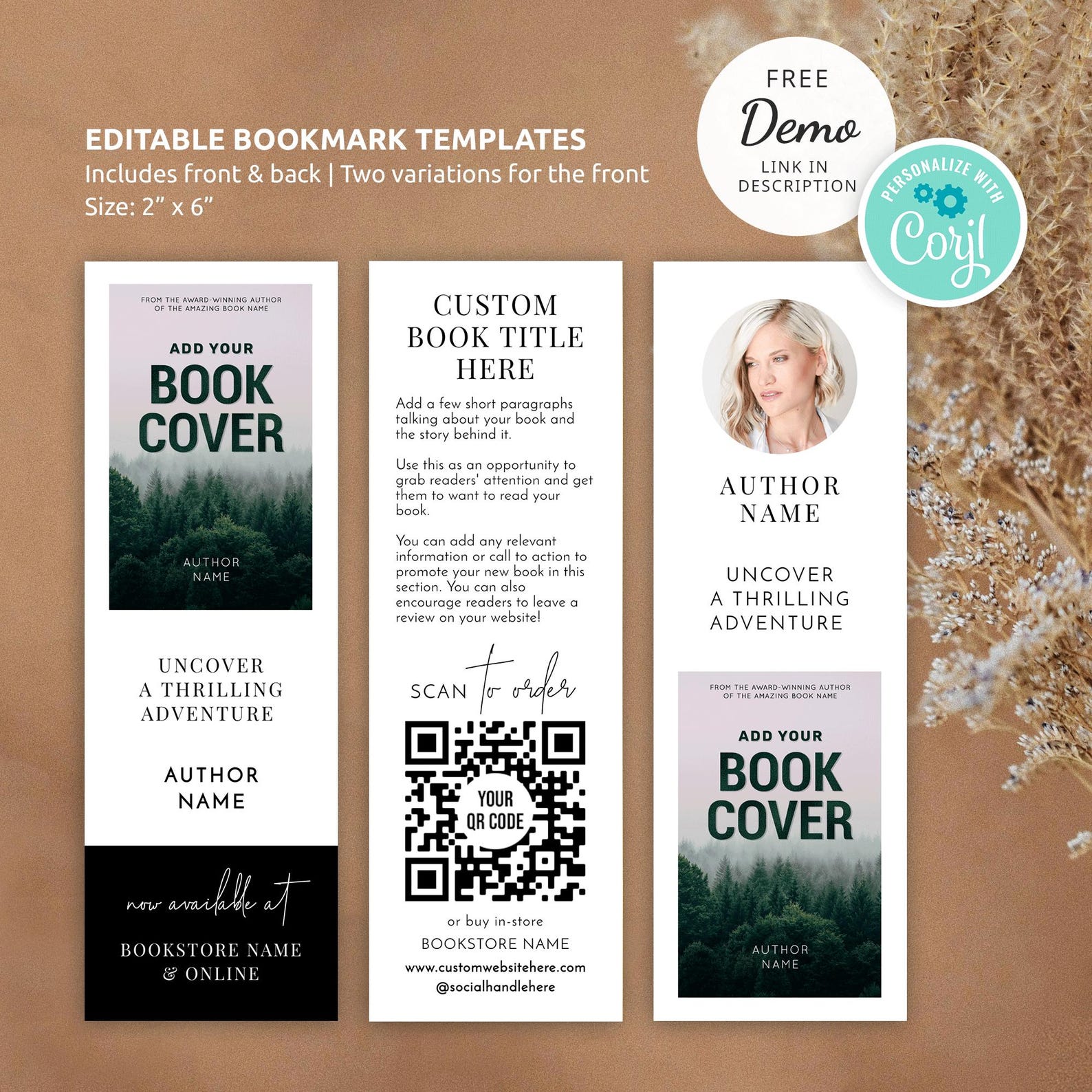 Book Promotional Bookmark Template, Custom Bookmark Design, Printable ...