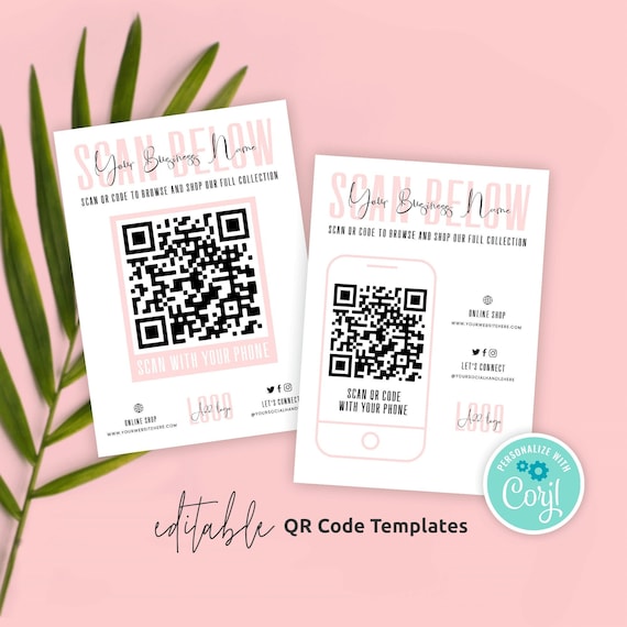 Custom QR Code Sign Design Scan QR Code Template Printable Etsy Canada