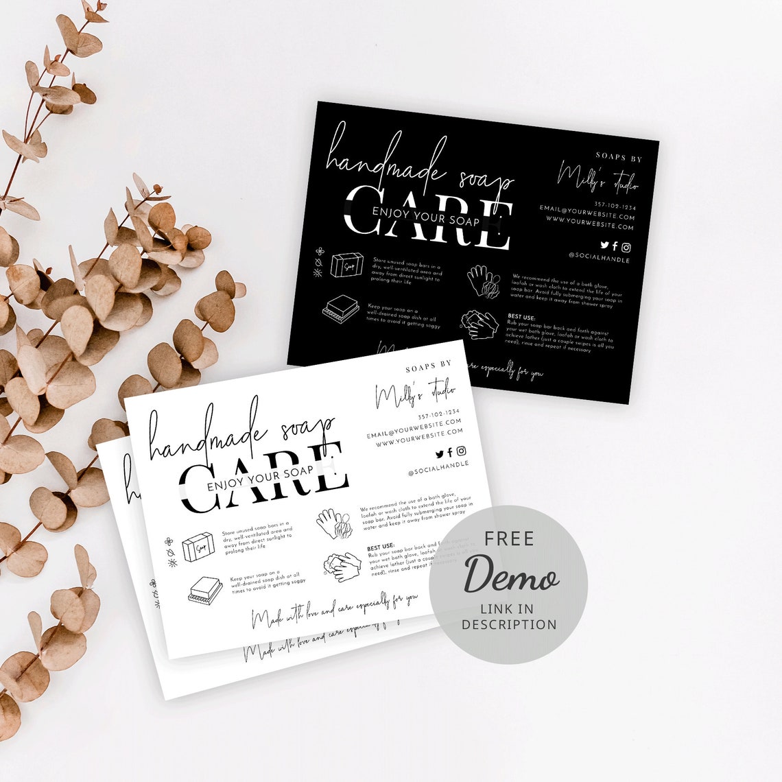 Editable Soap Care Card Template Handmade Soap Care Guide Etsy