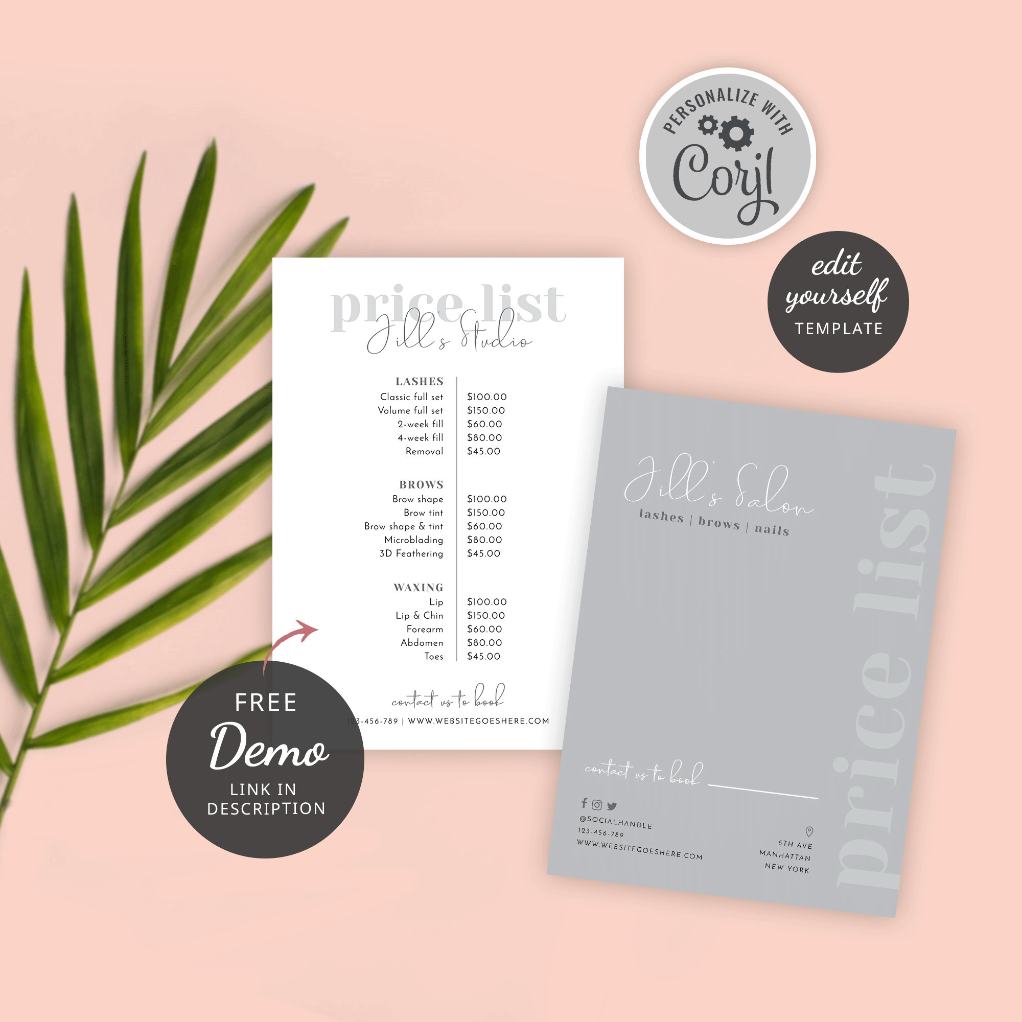 Beauty Price List Template Editable Salon Price Guide Small - Etsy