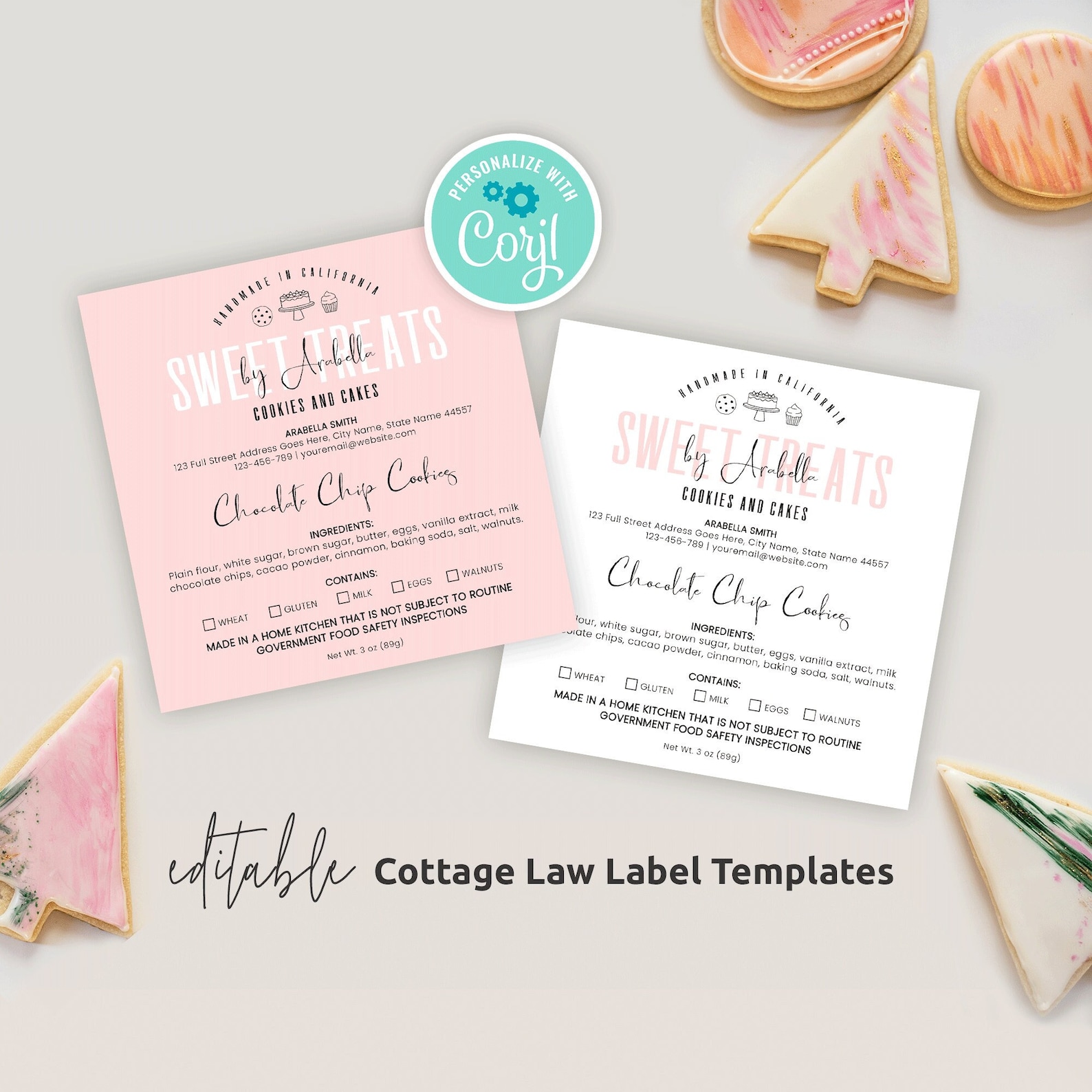 Food License Label Template Custom Cottage Law Labels Design Etsy