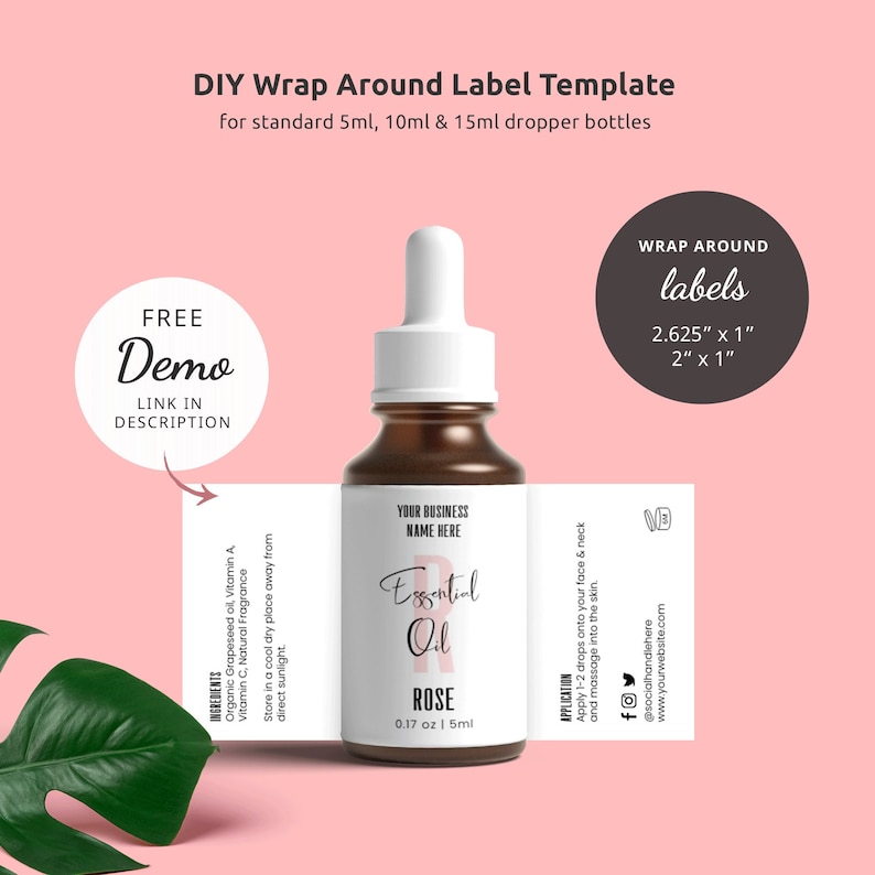 Essential Oil Bottle Label Template Editable 5ml 10ml 15ml - Etsy