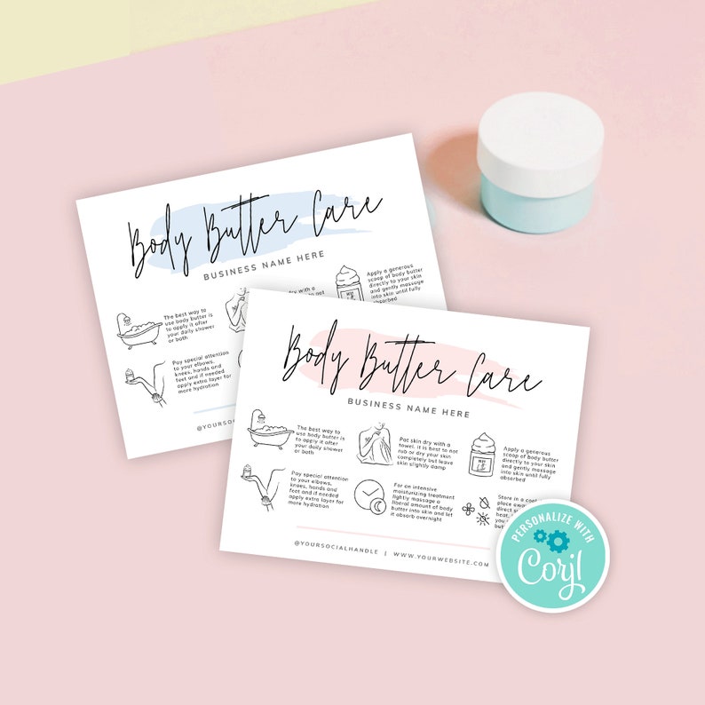 Body Butter Application Guide Template Editable Whipped Body Etsy