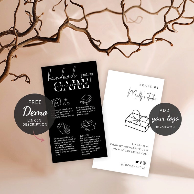 Fresh Soap Care Card Template MINI Soap Care Guide Printable | Etsy