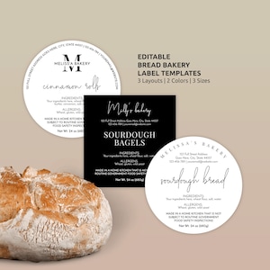 Bread Cottage Law Labels Template, Minimalist Design, Custom Food License Stickers Round & Square, Home Bakery Packaging Design M-002