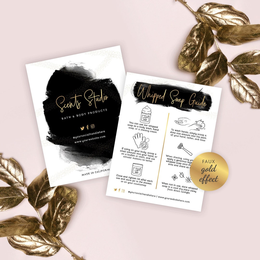 Whipped Soap Care Card Template, Custom Cream Soap Care Instructions