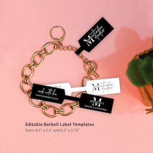 Customizable Jewelry Tag Template, Minimalist Barbell Label, Bracelet & Necklace Printable Label, DIY Balloon Business Sticker, M-002