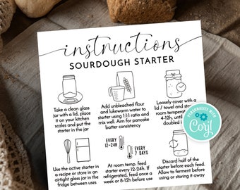 Sourdough Starter Feeding Instruction Cards – 30 Pack For Bread Baking, Storage Tips & Labels