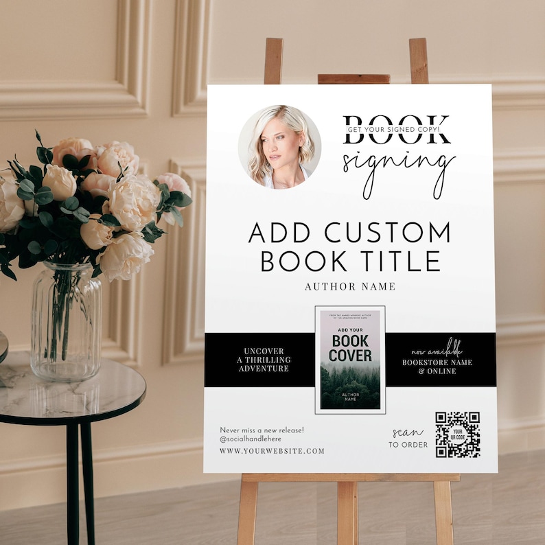 Book Signing Sign Template, Custom Book Launch Promo Poster, Minimalist ...