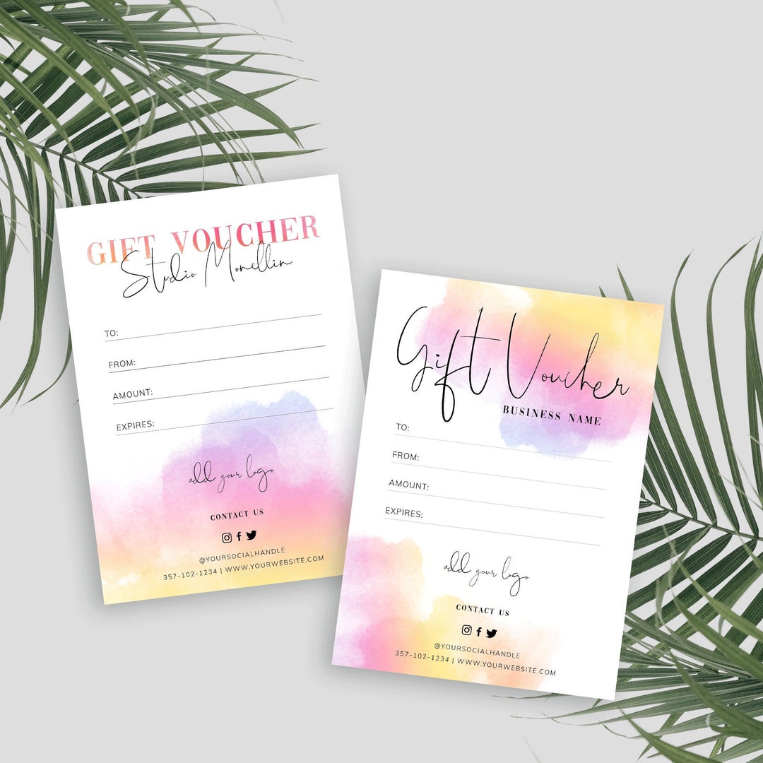 Watercolor Gift Voucher Template, Easter Gift Certificate Templates ...