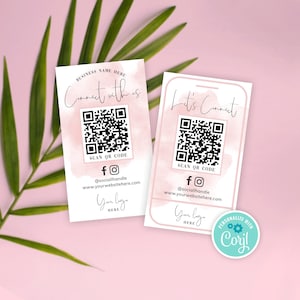 Cartes de visite avec code QR pour réseaux sociaux, modèle de cartes de visite pour une femme en contact avec nous, cartes avec code QR à scanner modifiables et imprimables, WS01 image 8