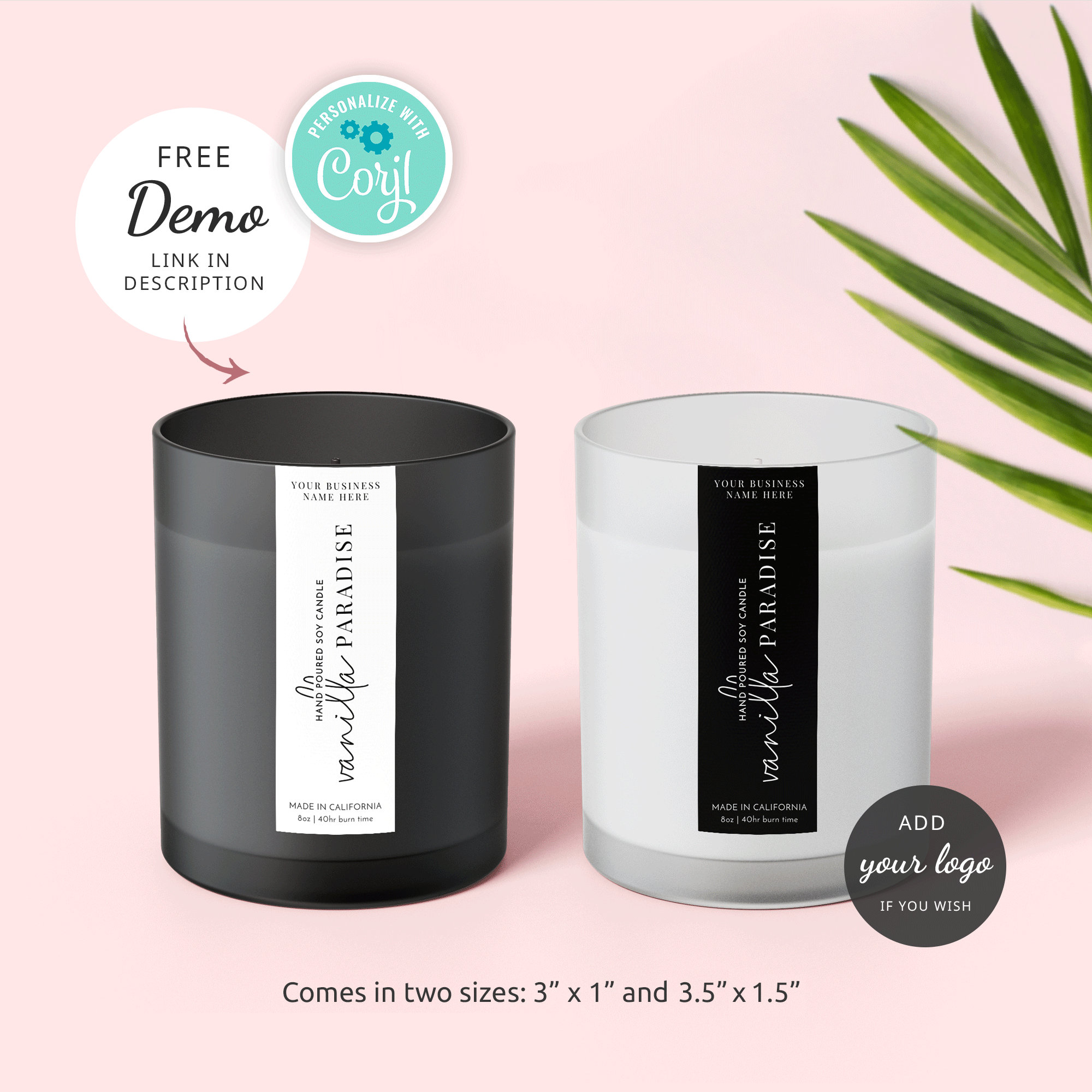 Vertical Candle Label Templates 3x1 Customizable Labels 3.5 Etsy