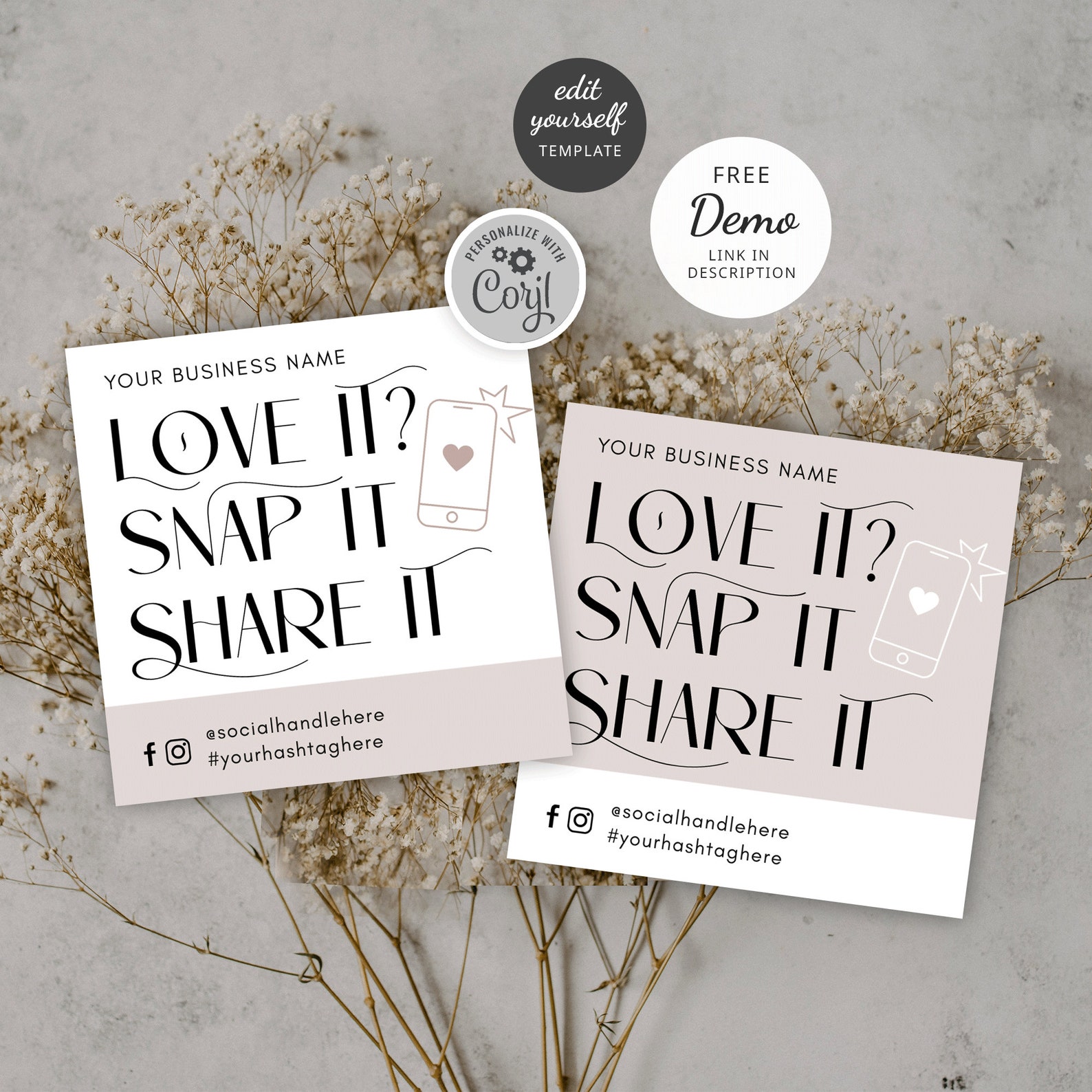 Custom Love Snap Share Card Template, Modern Share on Social Media ...