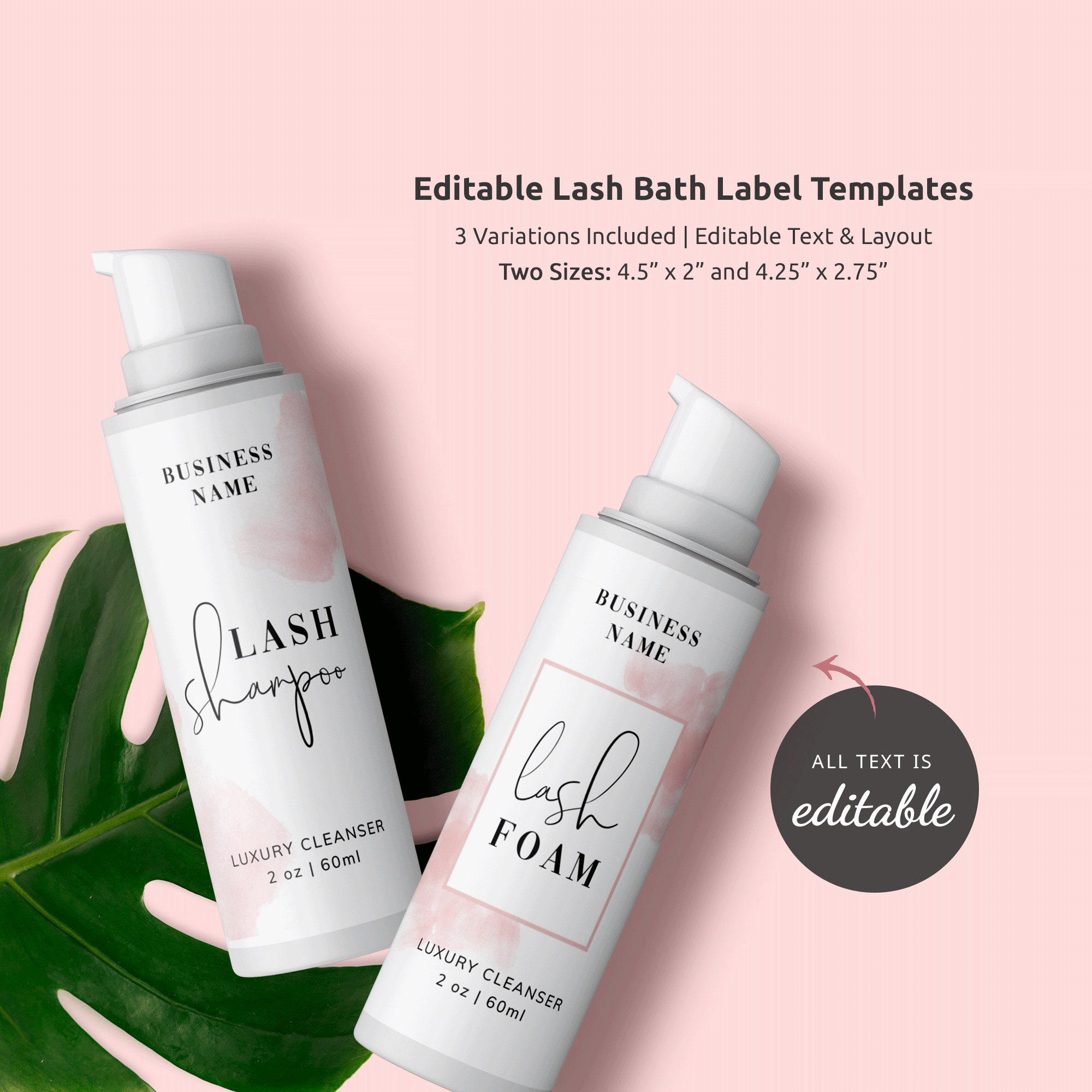 Lash Cleanser Bottle Label Template Editable Eyelash Shampoo Etsy Canada