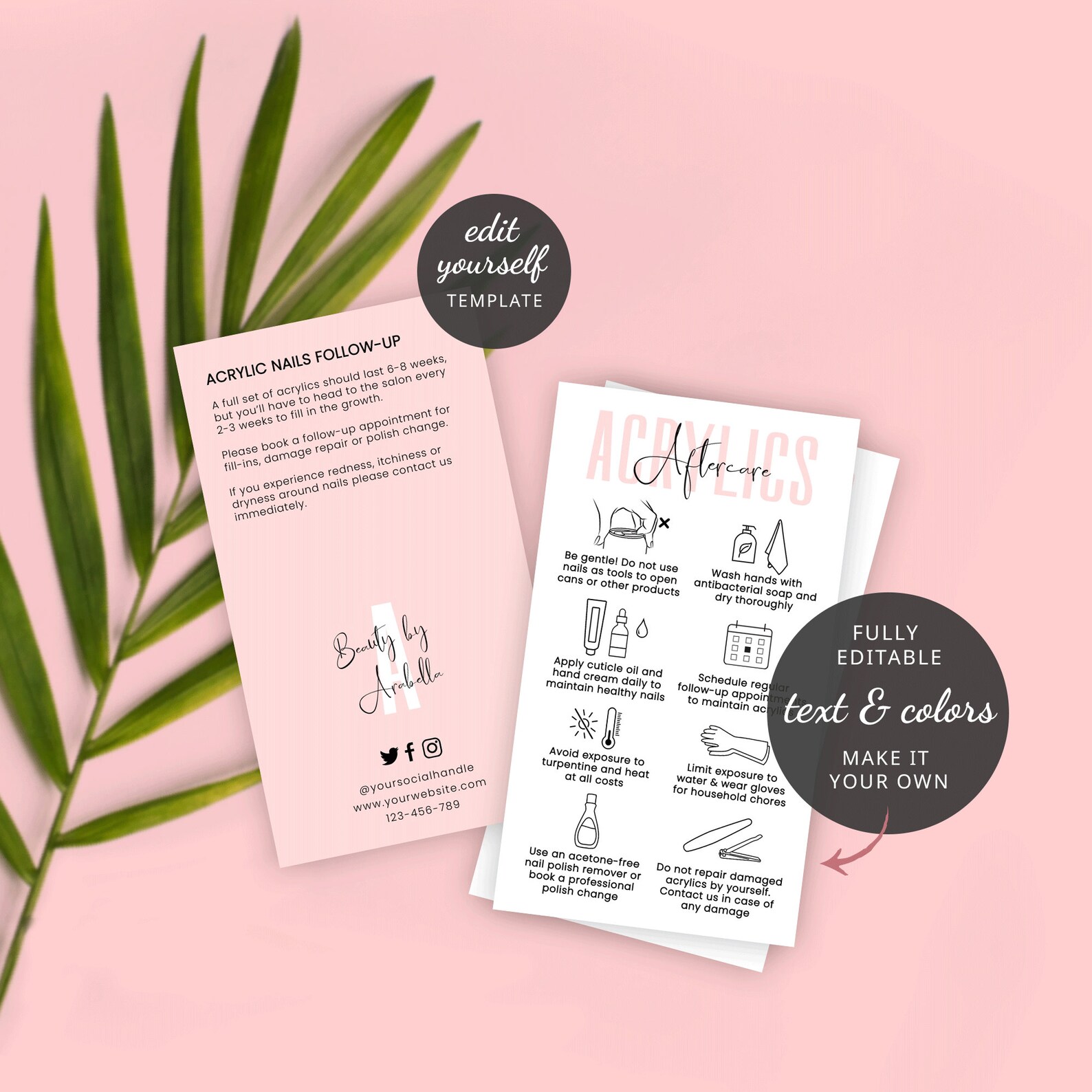 Acrylic Nails Aftercare Template Editable Nail Treatment Care Etsy