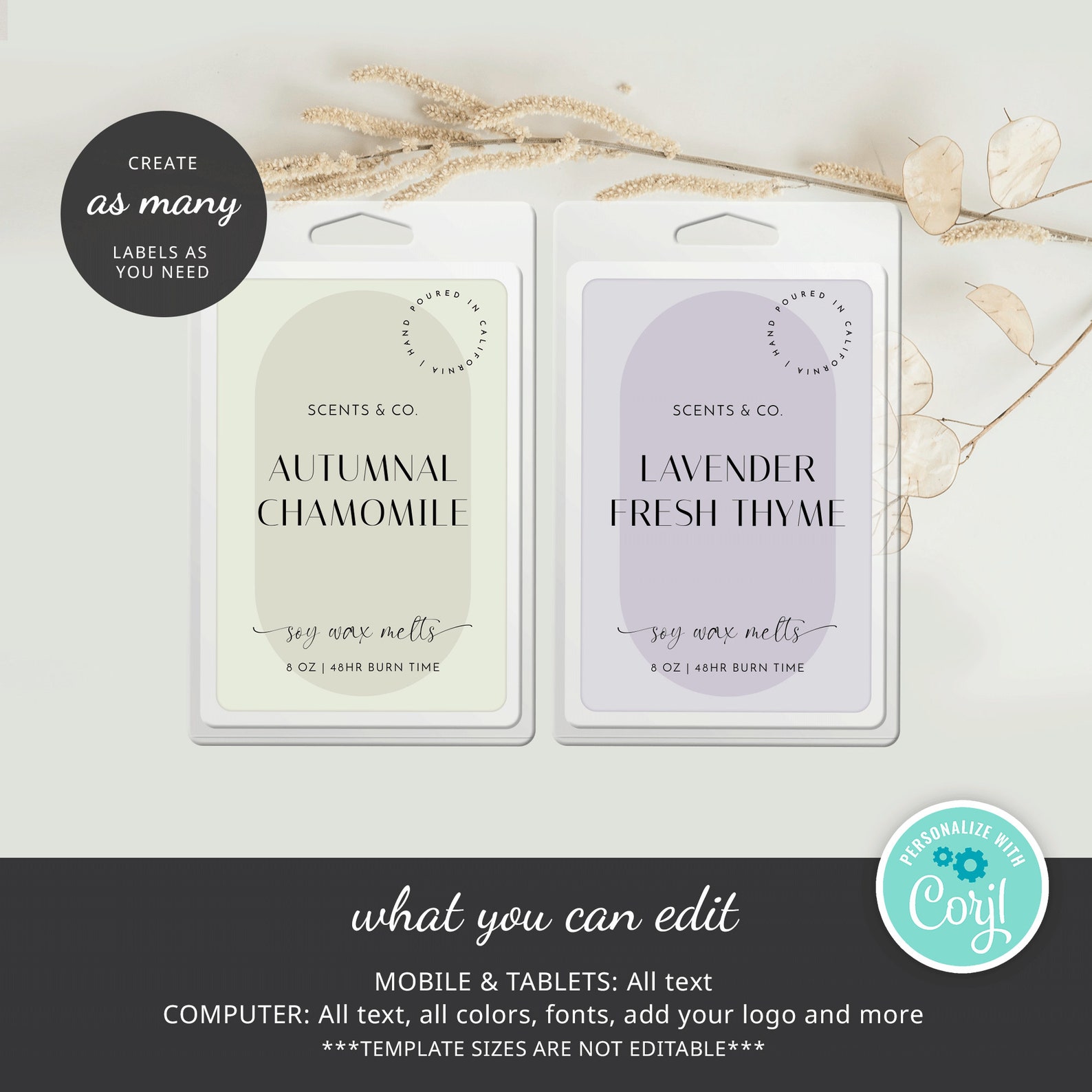 Minimal Wax Tarts Clamshell Label Template 2x3 Etsy