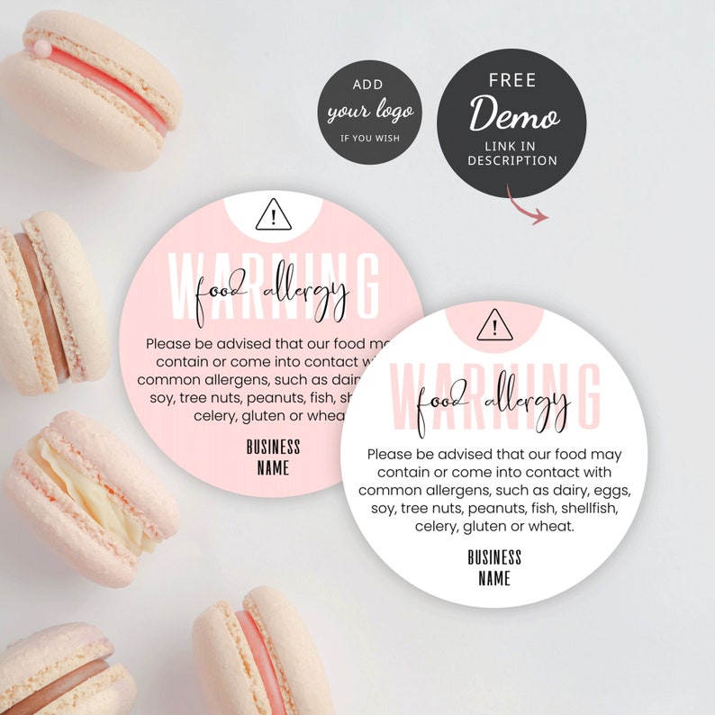 DIY Allergy Warning Sticker Template, Feminine Food Allergens Sticker 1 ...