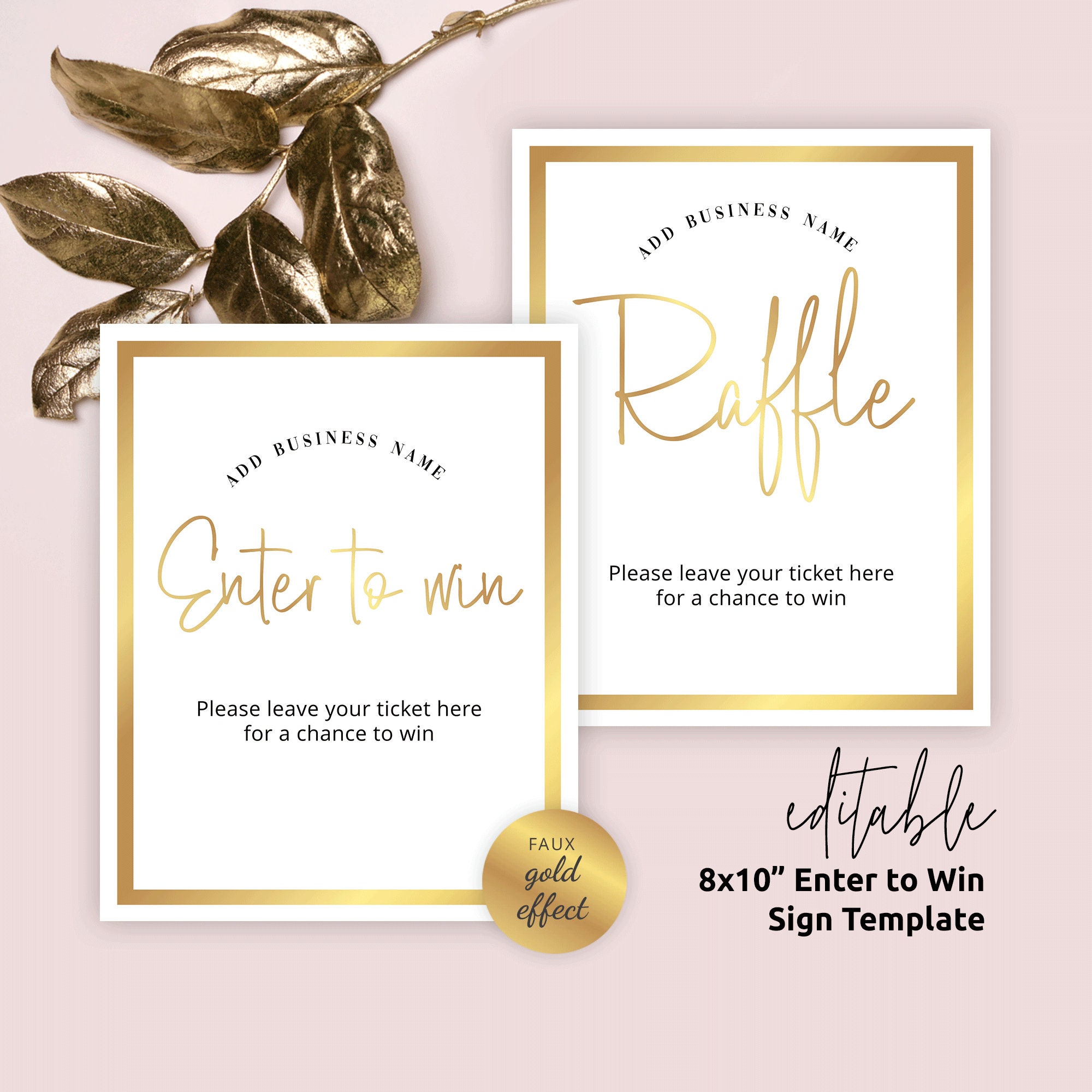 diy-raffle-sign-template-gold-effect-enter-to-win-poster-8x10-business-event-prize-draw-table-top-signage-design-printable-gf-01-etsy