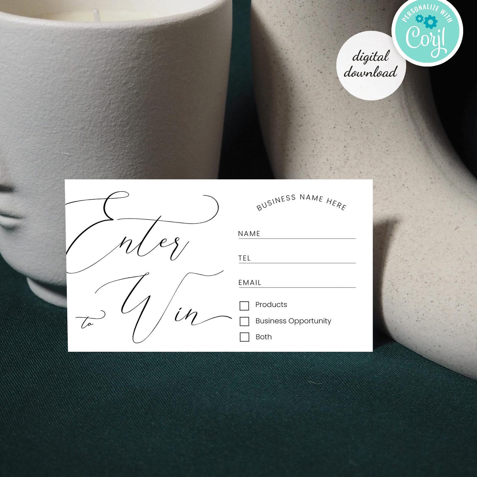DIY Raffle Ticket Template, Elegant Enter to Win Cards, Digital ...