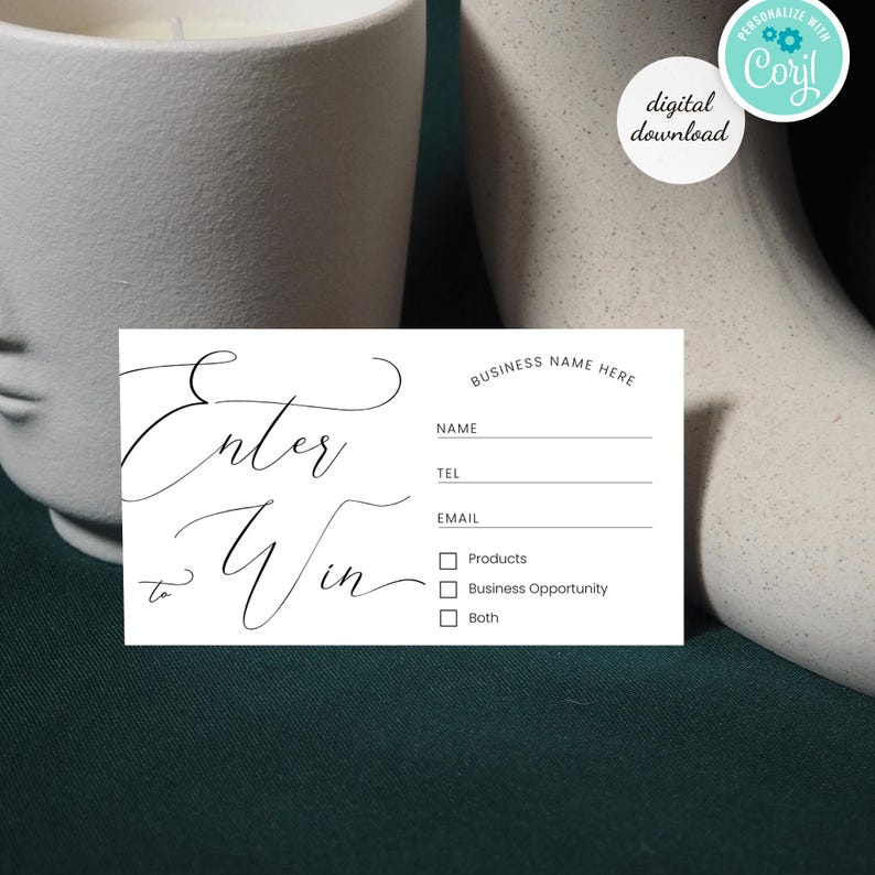 DIY Raffle Ticket Template, Elegant Enter to Win Cards, Digital ...