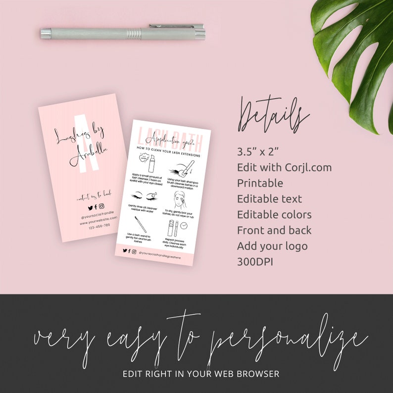 Lash Bath Care Card Template Lash Shampoo Care Instructions Etsy