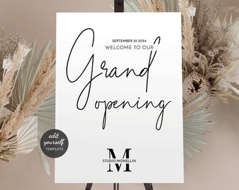 Grand Opening Welcome Sign Template, Minimalist Business Launch Signage, Printable Corporate Event Welcome Poster 18x24" & 24x36", M-002