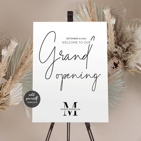 Grand Opening Welcome Sign Template, Minimalist Business Launch Signage, Printable Corporate Event Welcome Poster 18x24" & 24x36", M-002