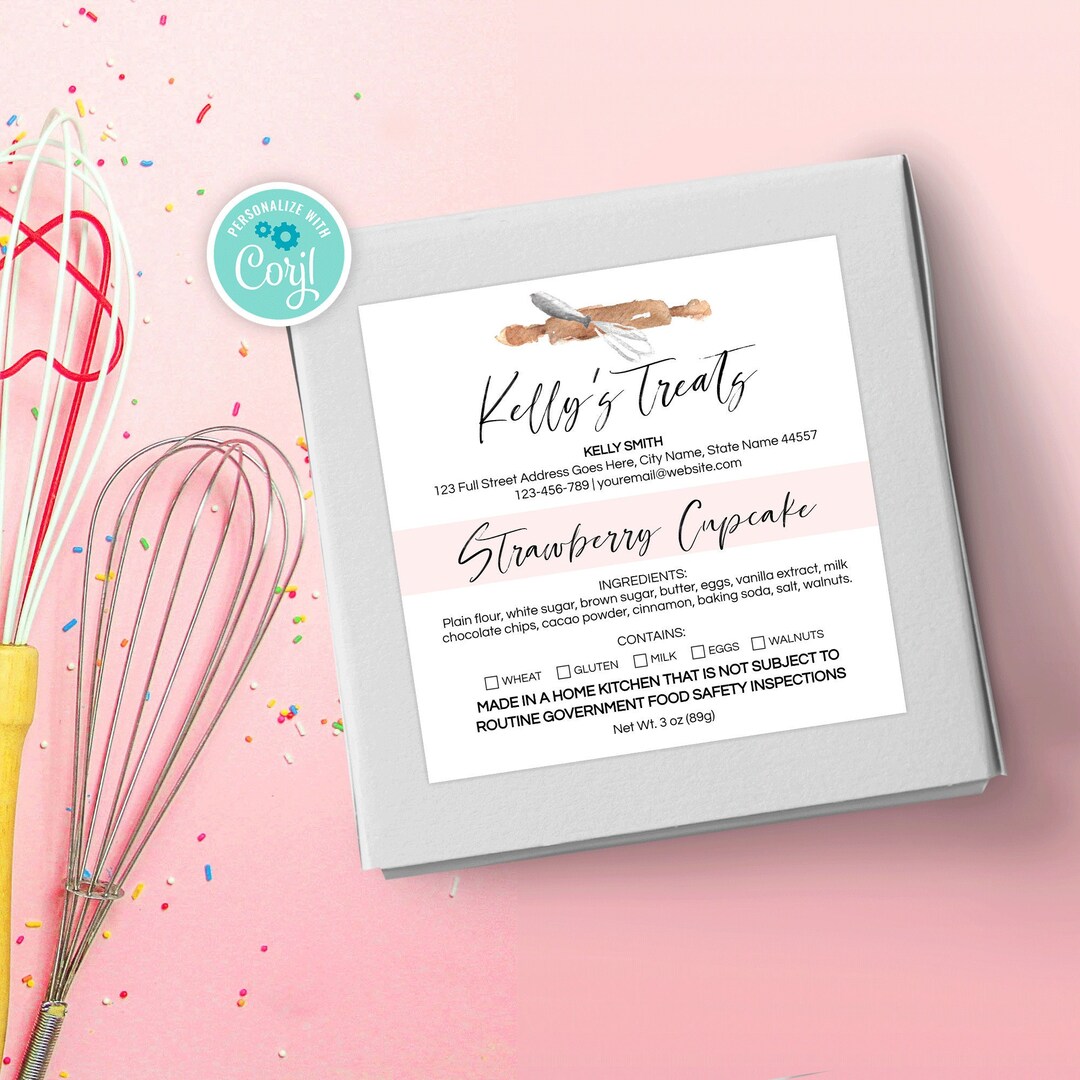 Cottage Law Food Labels Template Custom Home Bakery License Etsy