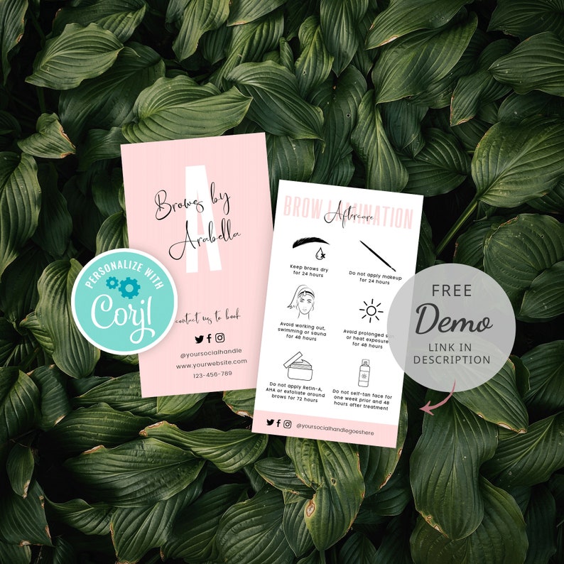 Editable Brow Aftercare Card Brows Tint Care Instructions Etsy