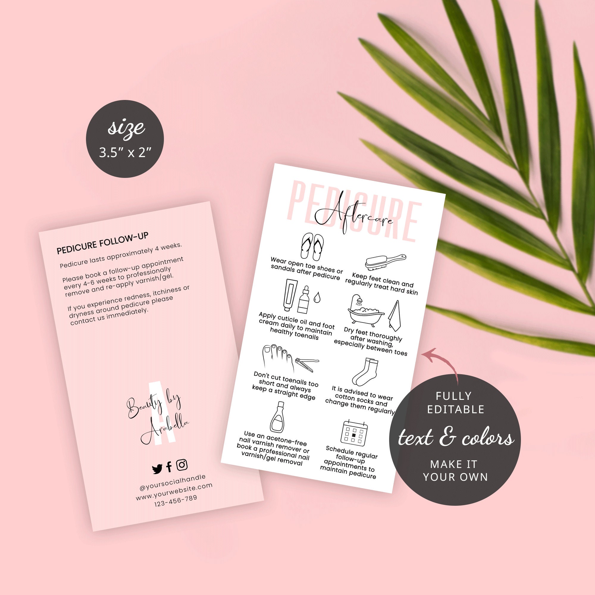 Pedicure Aftercare Template Printable Gel Nails Care Cards Etsy Canada