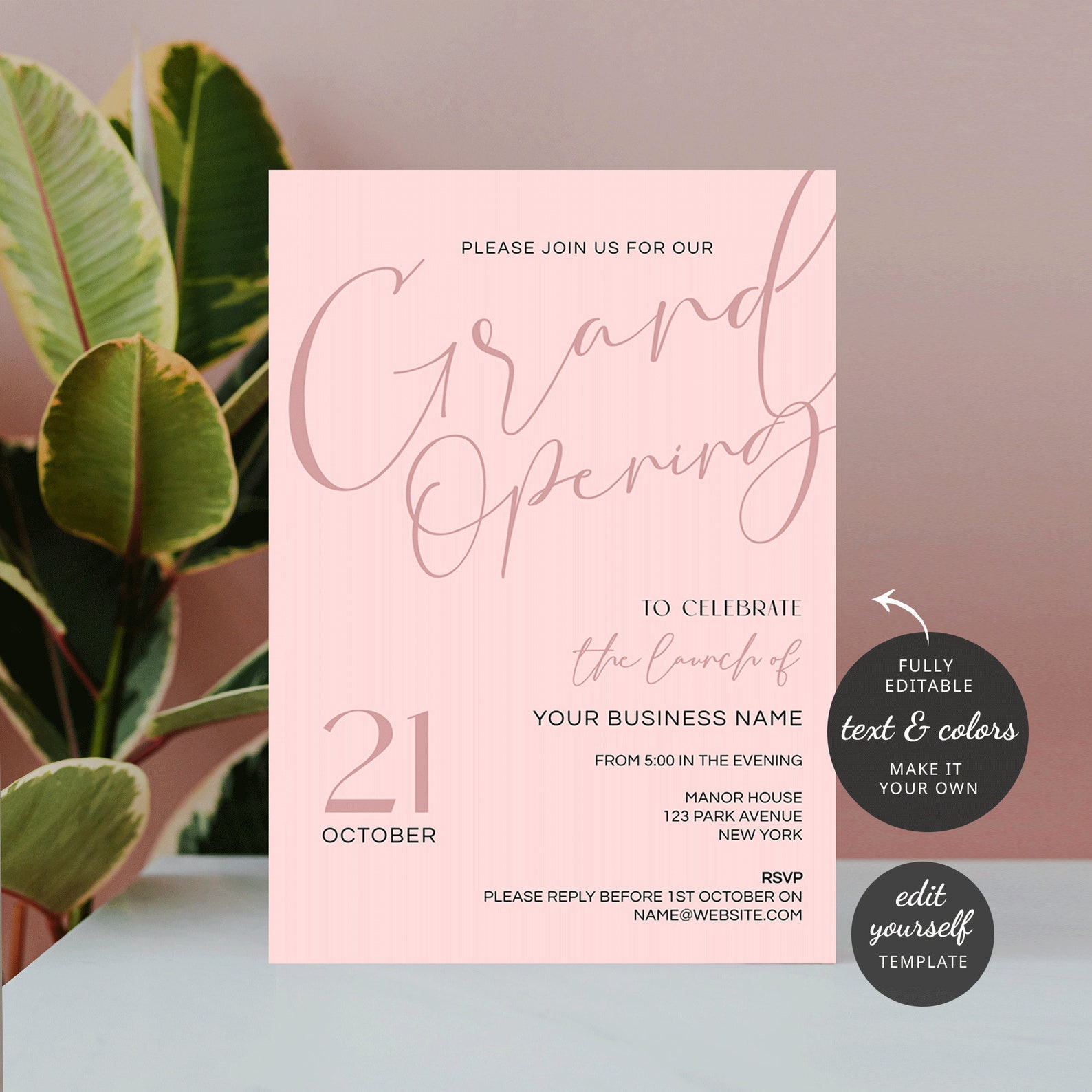 Business Launch Flyer Template, Grand Opening Invite Design, Editable ...