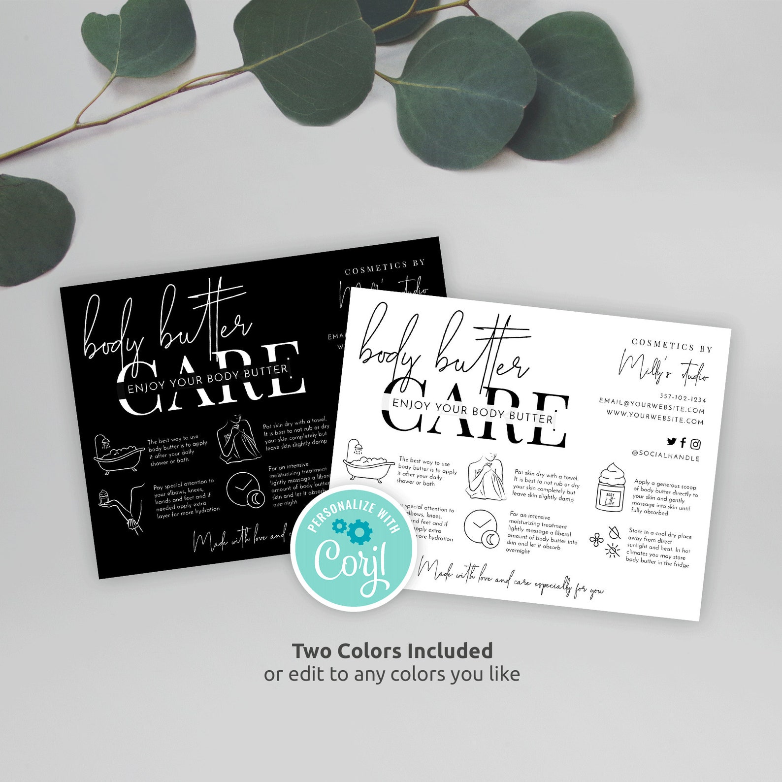 Body Butter Care Card Template Editable Whipped Shea Butter Etsy