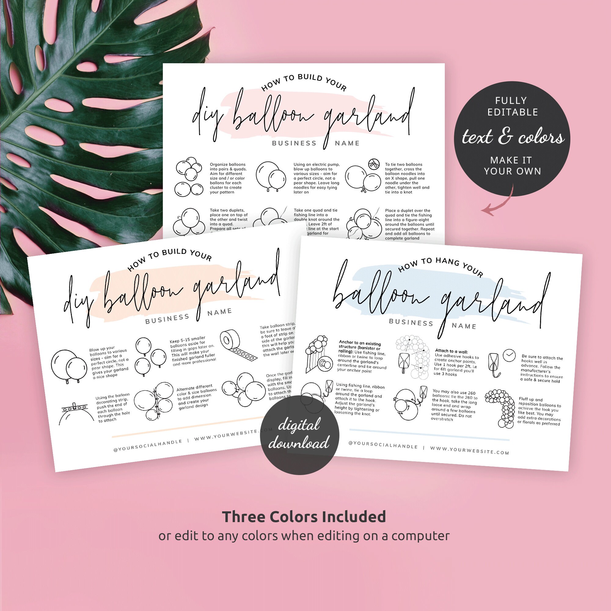 DIY Balloon Garland Kit Instructions Template, How to Build Balloon ...