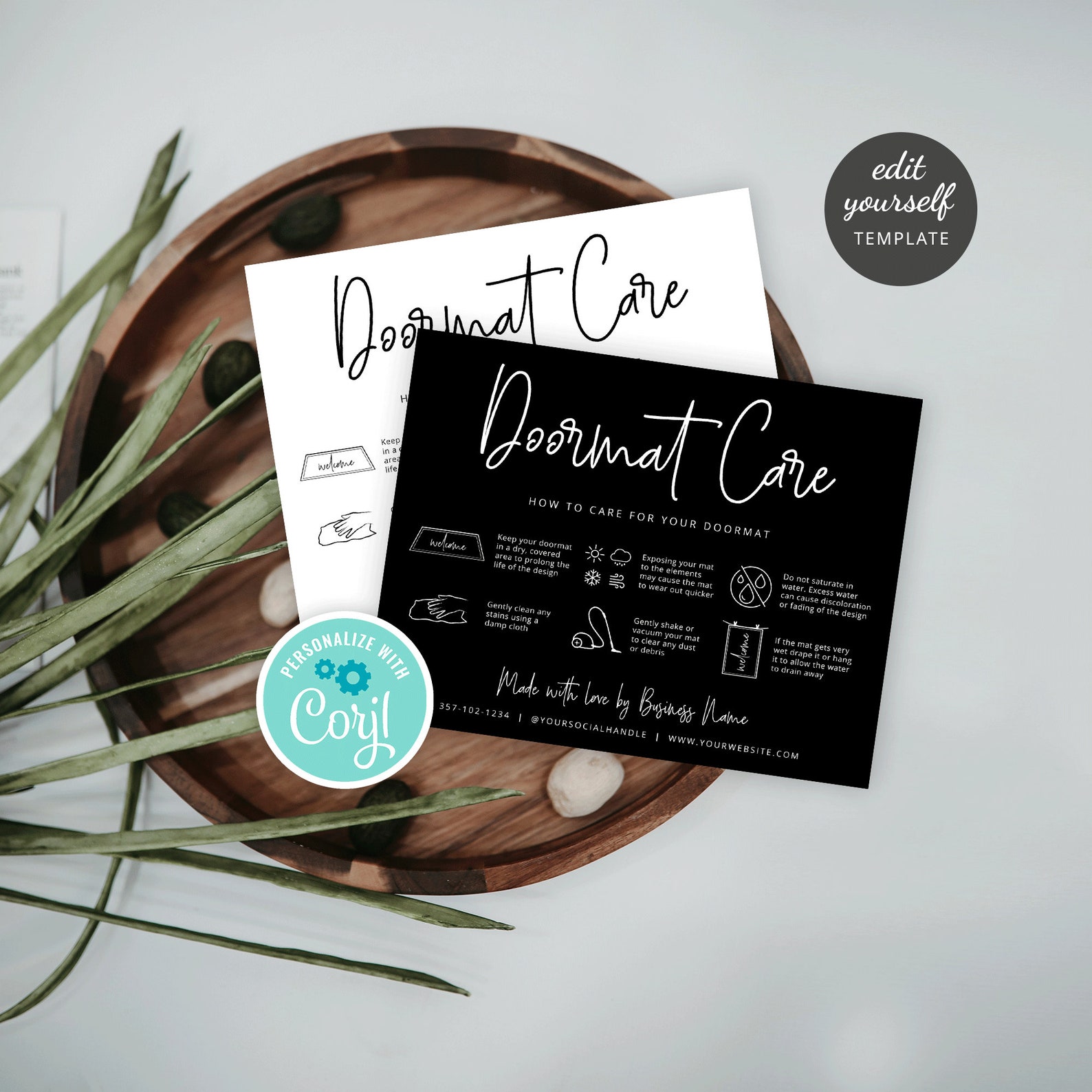 Doormat Flash Card.pdf Doormat Care Guide Template, Printable Floor Mat Care Card Design ...